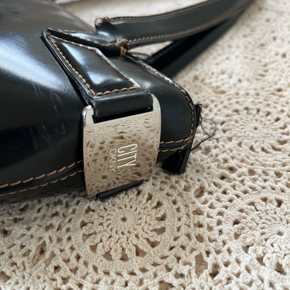 DKNY Y2KBlack Pleather Purse with Silver Buckle